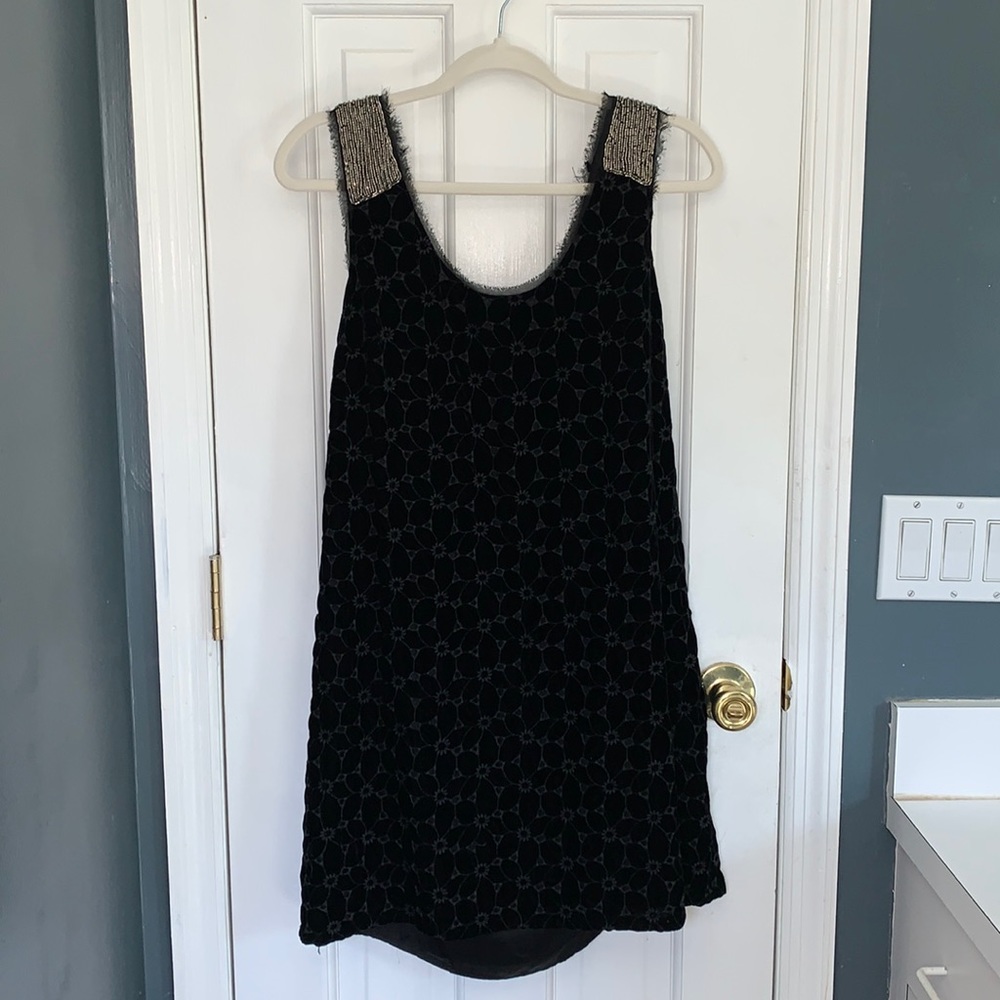 Black Velvet Beaded Free People Dress